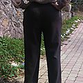  Pantalon large rayé en lainage