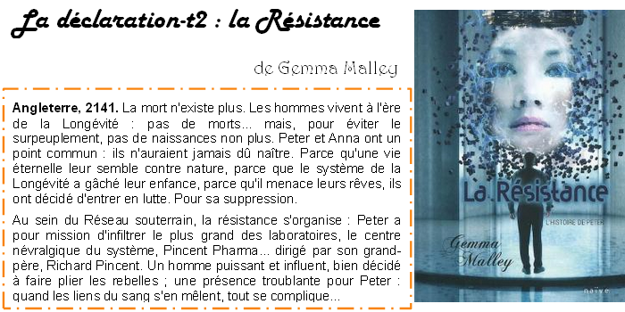 La Déclaration Tome 2 La Résistance Gemma Malley La - 