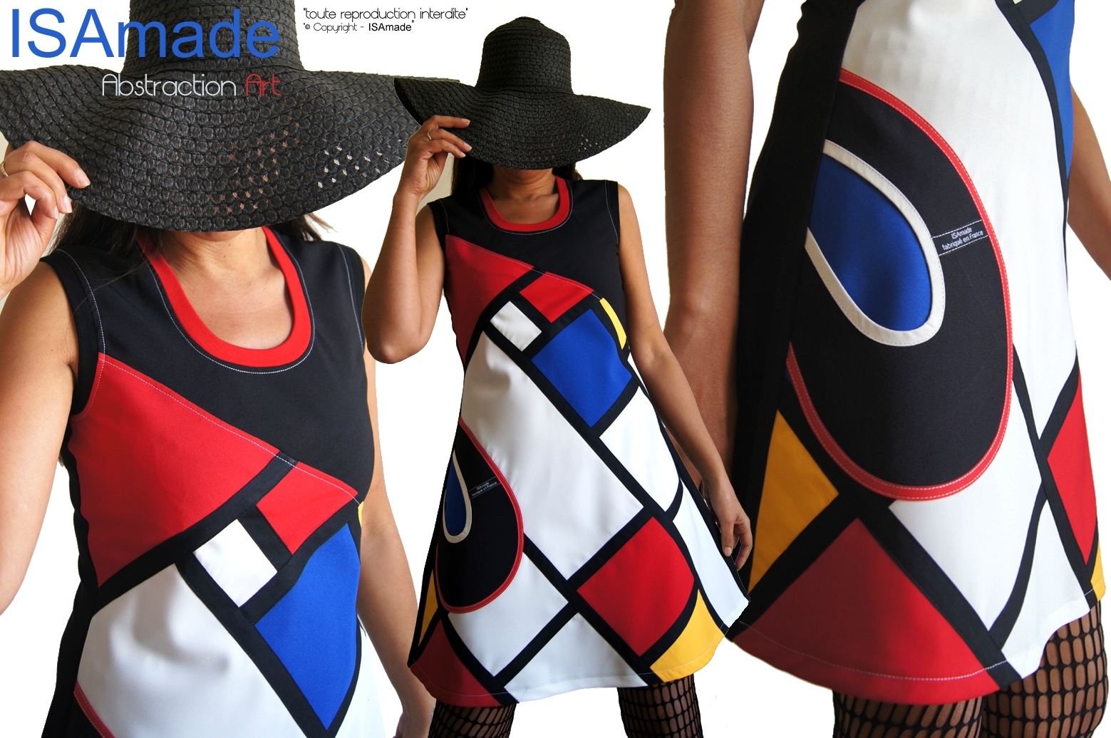 Robe patchwork graphique Arty patchwork chic créateur, un Automne aux influences Sixties : la robe »Abstraction Art » Made in France