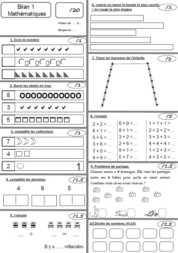 Maths Cp Controles Le Tableau Blanc