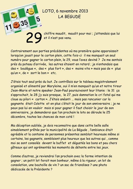 LOTO nov 2013 LA BEGUDE