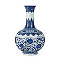 A blue and white ming-style bottle vase, seal mark and period of qianlong (1736-1795)