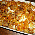 Cavatappi aux boulettes de chipolata, sauce tomate maison, parmesan et mozzarella