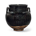 A large black-glazed ribbed jar, china, northern song-jin dynasty (ad 960-1234)