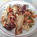 Calamars farcis aux légumes rissolés