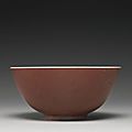 A peachbloom-glazed bowl, kangxi mark and period (1662-1722)